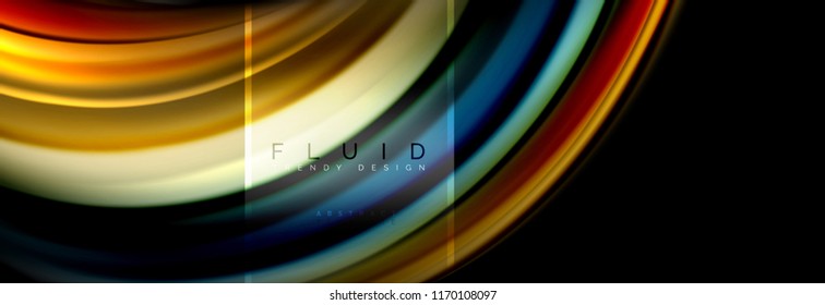 Fluid colors abstract background colorful poster, twisted liquid design on black, colorful marble or plastic wave texture backdrop, multicolored template for business or technology presentation or web