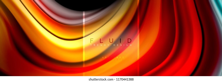 Fluid colors abstract background colorful poster, twisted liquid design on black, colorful marble or plastic wave texture backdrop, multicolored template for business or technology presentation or web