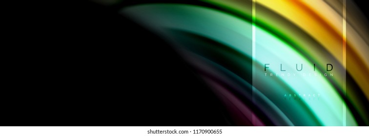 Fluid colors abstract background colorful poster, twisted liquid design on black, colorful marble or plastic wave texture backdrop, multicolored template for business or technology presentation or web
