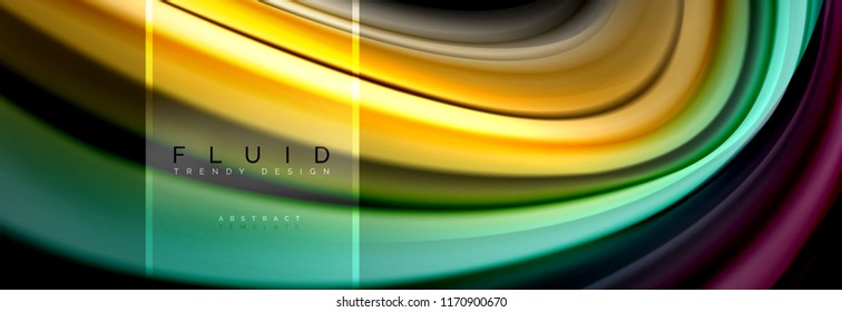 Fluid colors abstract background colorful poster, twisted liquid design on black, colorful marble or plastic wave texture backdrop, multicolored template for business or technology presentation or web