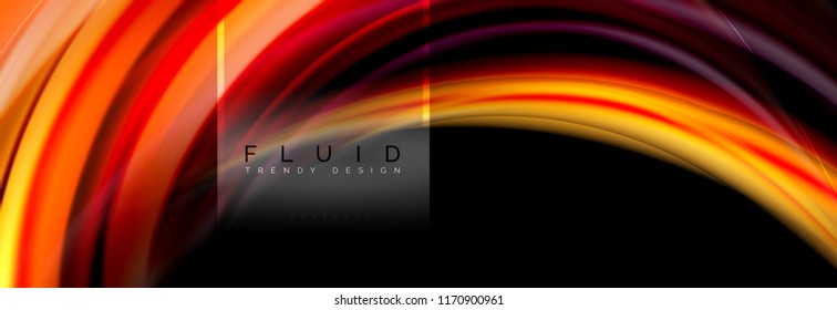 Fluid colors abstract background colorful poster, twisted liquid design on black, colorful marble or plastic wave texture backdrop, multicolored template for business or technology presentation or web