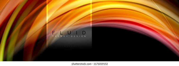 Fluid colors abstract background colorful poster, twisted liquid design on black, colorful marble or plastic wave texture backdrop, multicolored template for business or technology presentation or web