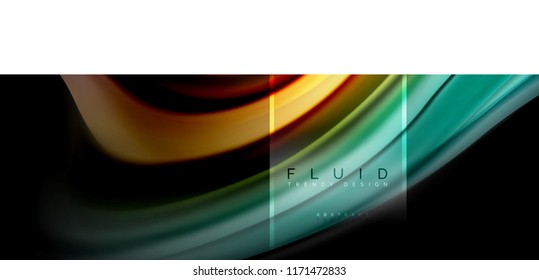 Fluid colors abstract background colorful poster, twisted liquid design on black, colorful marble or plastic wave texture backdrop, multicolored template for business or technology presentation or web