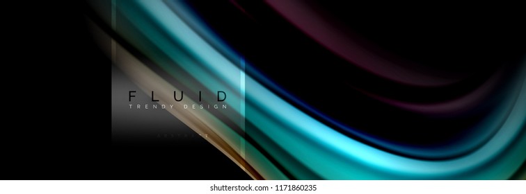 Fluid colors abstract background colorful poster, twisted liquid design on black, colorful marble or plastic wave texture backdrop, multicolored template for business or technology presentation or web