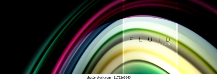 Fluid colors abstract background colorful poster, twisted liquid design on black, colorful marble or plastic wave texture backdrop, multicolored template for business or technology presentation or web
