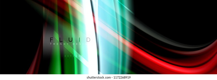 Fluid colors abstract background colorful poster, twisted liquid design on black, colorful marble or plastic wave texture backdrop, multicolored template for business or technology presentation or web