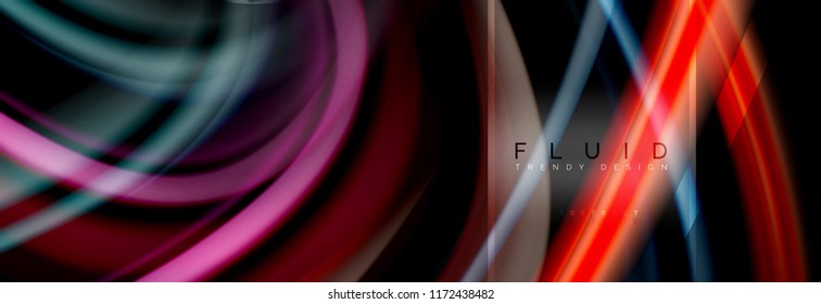 Fluid colors abstract background colorful poster, twisted liquid design on black, colorful marble or plastic wave texture backdrop, multicolored template for business or technology presentation or web