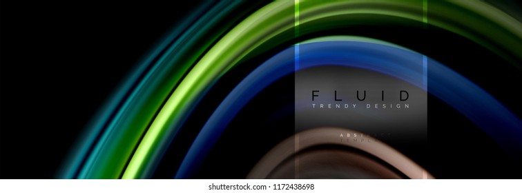 Fluid colors abstract background colorful poster, twisted liquid design on black, colorful marble or plastic wave texture backdrop, multicolored template for business or technology presentation or web