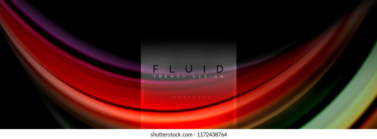 Fluid colors abstract background colorful poster, twisted liquid design on black, colorful marble or plastic wave texture backdrop, multicolored template for business or technology presentation or web
