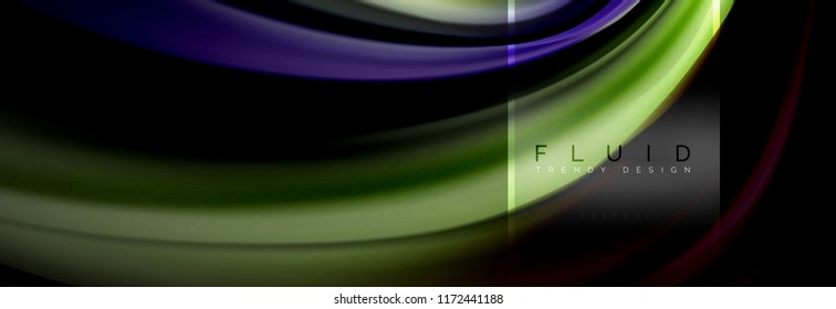 Fluid colors abstract background colorful poster, twisted liquid design on black, colorful marble or plastic wave texture backdrop, multicolored template for business or technology presentation or web