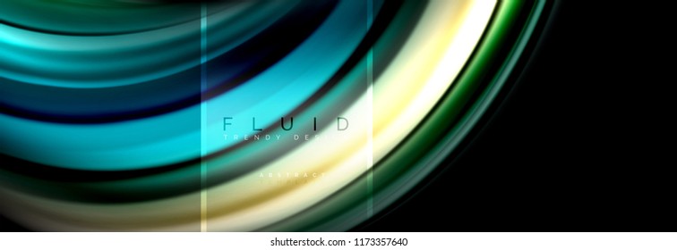 Fluid colors abstract background colorful poster, twisted liquid design on black, colorful marble or plastic wave texture backdrop, multicolored template for business or technology presentation or web