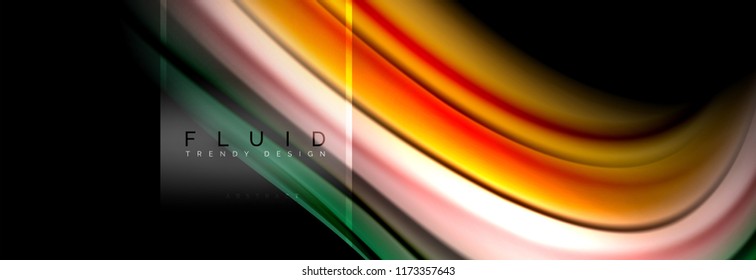 Fluid colors abstract background colorful poster, twisted liquid design on black, colorful marble or plastic wave texture backdrop, multicolored template for business or technology presentation or web
