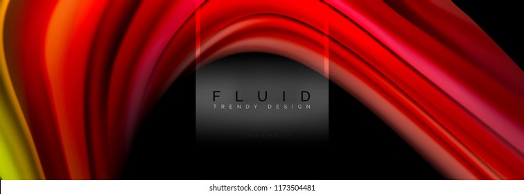 Fluid colors abstract background colorful poster, twisted liquid design on black, colorful marble or plastic wave texture backdrop, multicolored template for business or technology presentation or web