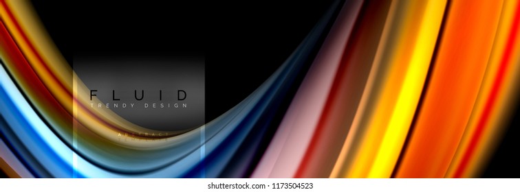 Fluid colors abstract background colorful poster, twisted liquid design on black, colorful marble or plastic wave texture backdrop, multicolored template for business or technology presentation or web