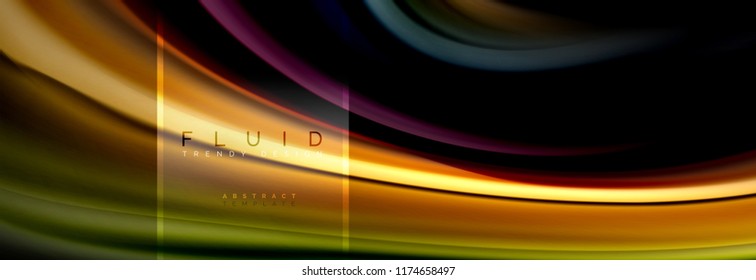 Fluid colors abstract background colorful poster, twisted liquid design on black, colorful marble or plastic wave texture backdrop, multicolored template for business or technology presentation or web