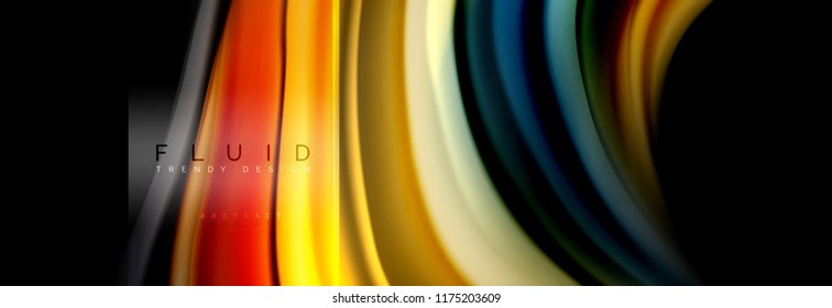 Fluid colors abstract background colorful poster, twisted liquid design on black, colorful marble or plastic wave texture backdrop, multicolored template for business or technology presentation or web