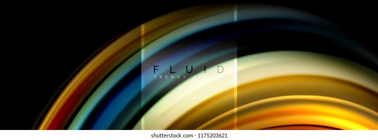 Fluid colors abstract background colorful poster, twisted liquid design on black, colorful marble or plastic wave texture backdrop, multicolored template for business or technology presentation or web