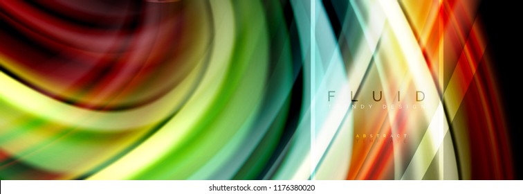 Fluid colors abstract background colorful poster, twisted liquid design on black, colorful marble or plastic wave texture backdrop, multicolored template for business or technology presentation or web