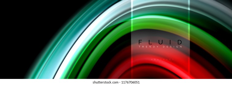 Fluid colors abstract background colorful poster, twisted liquid design on black, colorful marble or plastic wave texture backdrop, multicolored template for business or technology presentation or web