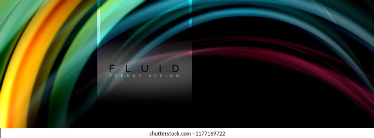 Fluid colors abstract background colorful poster, twisted liquid design on black, colorful marble or plastic wave texture backdrop, multicolored template for business or technology presentation or web