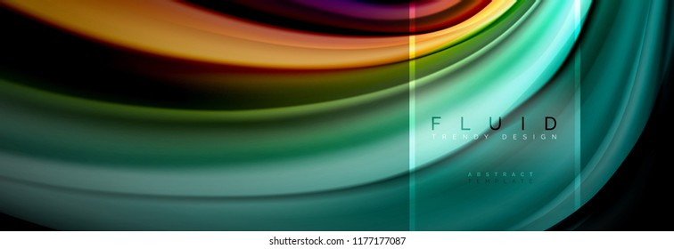 Fluid colors abstract background colorful poster, twisted liquid design on black, colorful marble or plastic wave texture backdrop, multicolored template for business or technology presentation or web