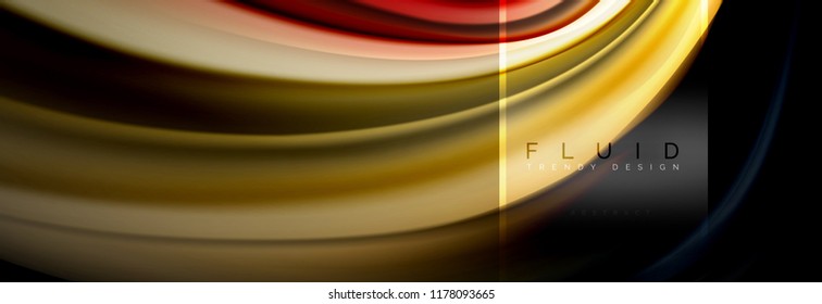Fluid colors abstract background colorful poster, twisted liquid design on black, colorful marble or plastic wave texture backdrop, multicolored template for business or technology presentation or web