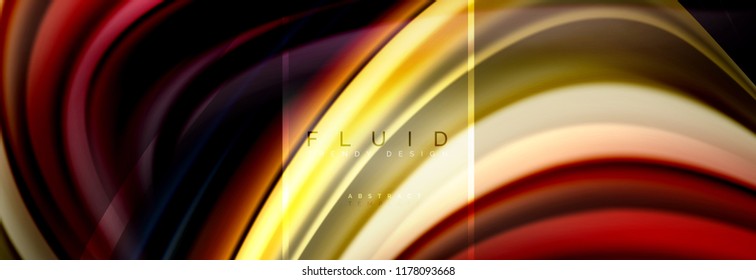 Fluid colors abstract background colorful poster, twisted liquid design on black, colorful marble or plastic wave texture backdrop, multicolored template for business or technology presentation or web