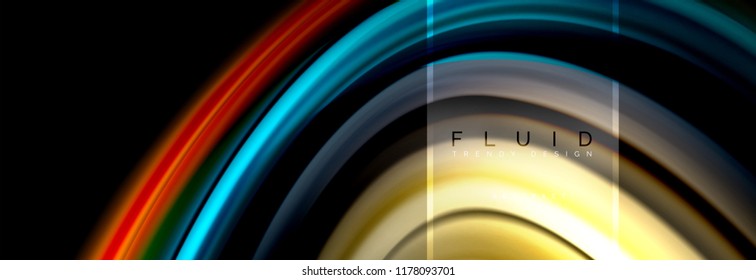 Fluid colors abstract background colorful poster, twisted liquid design on black, colorful marble or plastic wave texture backdrop, multicolored template for business or technology presentation or web