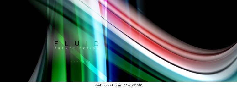 Fluid colors abstract background colorful poster, twisted liquid design on black, colorful marble or plastic wave texture backdrop, multicolored template for business or technology presentation or web