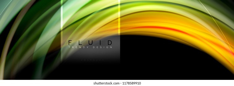 Fluid colors abstract background colorful poster, twisted liquid design on black, colorful marble or plastic wave texture backdrop, multicolored template for business or technology presentation or web