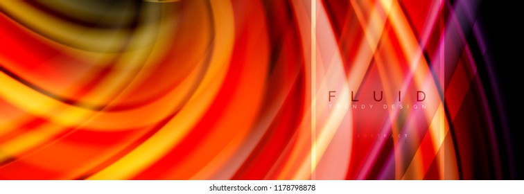 Fluid colors abstract background colorful poster, twisted liquid design on black, colorful marble or plastic wave texture backdrop, multicolored template for business or technology presentation or web