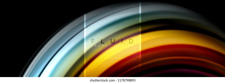 Fluid colors abstract background colorful poster, twisted liquid design on black, colorful marble or plastic wave texture backdrop, multicolored template for business or technology presentation or web