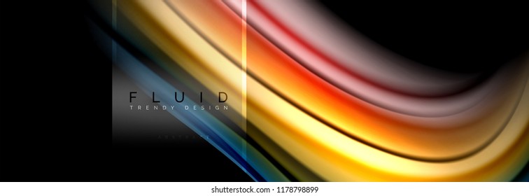 Fluid colors abstract background colorful poster, twisted liquid design on black, colorful marble or plastic wave texture backdrop, multicolored template for business or technology presentation or web
