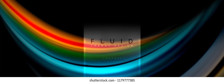 Fluid colors abstract background colorful poster, twisted liquid design on black, colorful marble or plastic wave texture backdrop, multicolored template for business or technology presentation or web