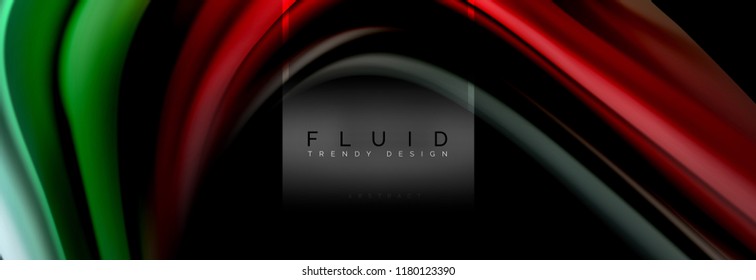 Fluid colors abstract background colorful poster, twisted liquid design on black, colorful marble or plastic wave texture backdrop, multicolored template for business or technology presentation or web