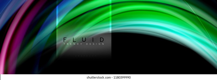 Fluid colors abstract background colorful poster, twisted liquid design on black, colorful marble or plastic wave texture backdrop, multicolored template for business or technology presentation or web