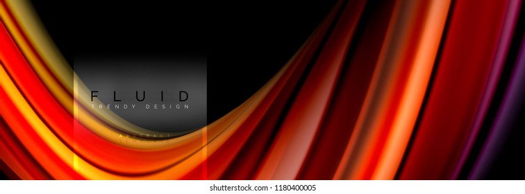 Fluid colors abstract background colorful poster, twisted liquid design on black, colorful marble or plastic wave texture backdrop, multicolored template for business or technology presentation or web