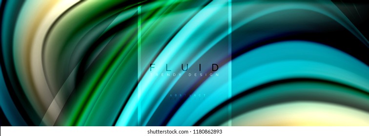 Fluid colors abstract background colorful poster, twisted liquid design on black, colorful marble or plastic wave texture backdrop, multicolored template for business or technology presentation or web