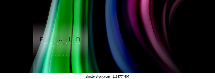 Fluid colors abstract background colorful poster, twisted liquid design on black, colorful marble or plastic wave texture backdrop, multicolored template for business or technology presentation or web