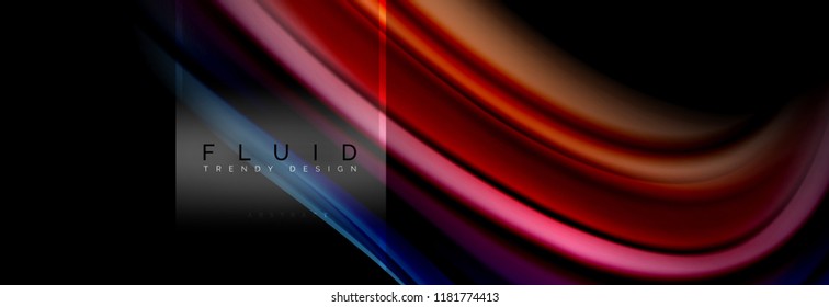 Fluid colors abstract background colorful poster, twisted liquid design on black, colorful marble or plastic wave texture backdrop, multicolored template for business or technology presentation or web