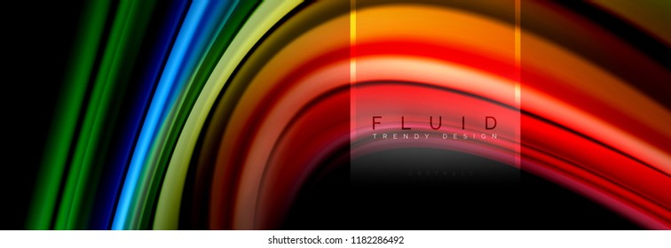 Fluid colors abstract background colorful poster, twisted liquid design on black, colorful marble or plastic wave texture backdrop, multicolored template for business or technology presentation or web