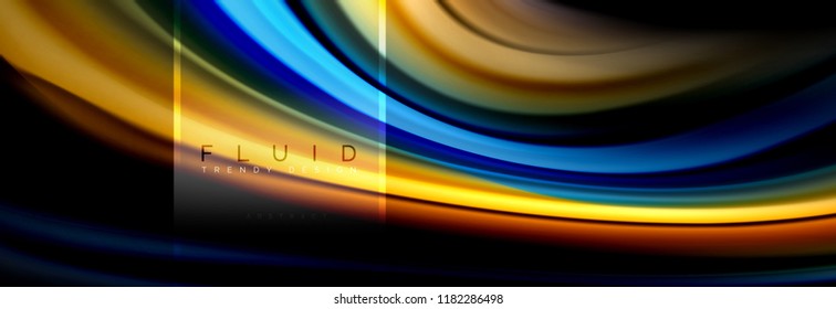 Fluid colors abstract background colorful poster, twisted liquid design on black, colorful marble or plastic wave texture backdrop, multicolored template for business or technology presentation or web