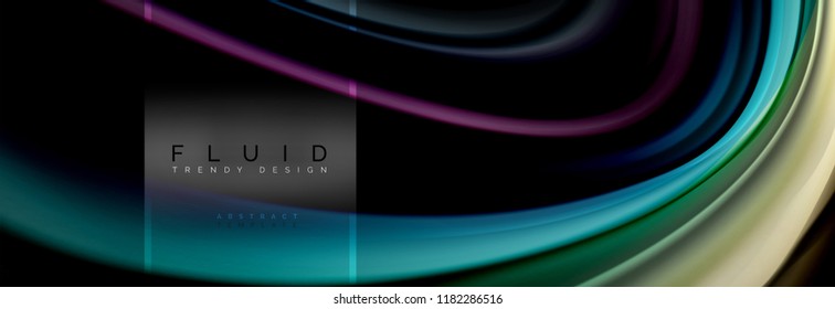 Fluid colors abstract background colorful poster, twisted liquid design on black, colorful marble or plastic wave texture backdrop, multicolored template for business or technology presentation or web