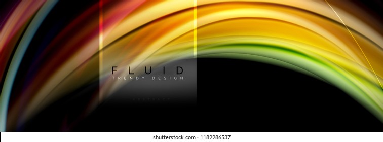 Fluid colors abstract background colorful poster, twisted liquid design on black, colorful marble or plastic wave texture backdrop, multicolored template for business or technology presentation or web