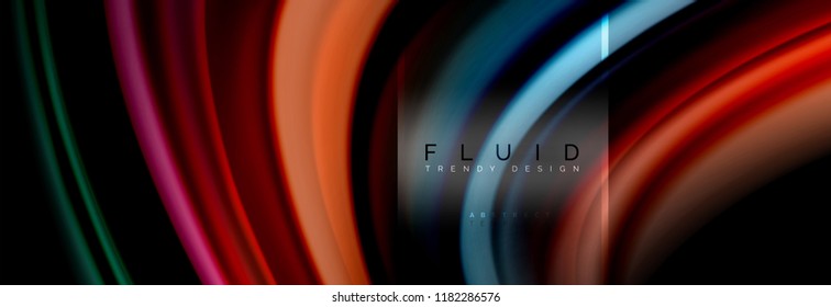 Fluid colors abstract background colorful poster, twisted liquid design on black, colorful marble or plastic wave texture backdrop, multicolored template for business or technology presentation or web