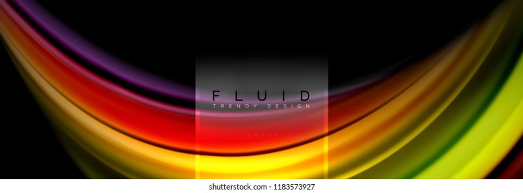 Fluid colors abstract background colorful poster, twisted liquid design on black, colorful marble or plastic wave texture backdrop, multicolored template for business or technology presentation or web