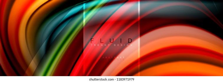 Fluid colors abstract background colorful poster, twisted liquid design on black, colorful marble or plastic wave texture backdrop, multicolored template for business or technology presentation or web