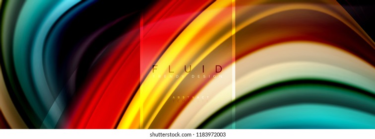Fluid colors abstract background colorful poster, twisted liquid design on black, colorful marble or plastic wave texture backdrop, multicolored template for business or technology presentation or web