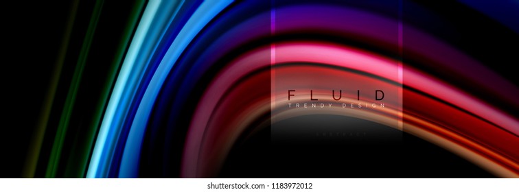 Fluid colors abstract background colorful poster, twisted liquid design on black, colorful marble or plastic wave texture backdrop, multicolored template for business or technology presentation or web