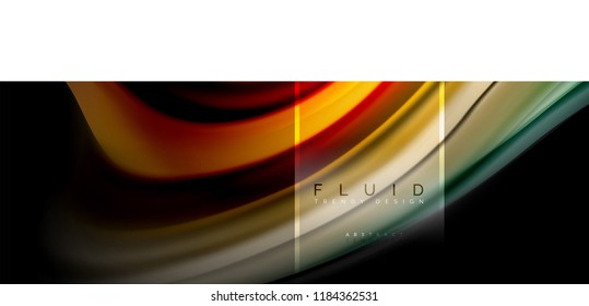 Fluid colors abstract background colorful poster, twisted liquid design on black, colorful marble or plastic wave texture backdrop, multicolored template for business or technology presentation or web